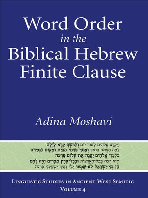 cover image of Word Order in the Biblical Hebrew Finite Clause